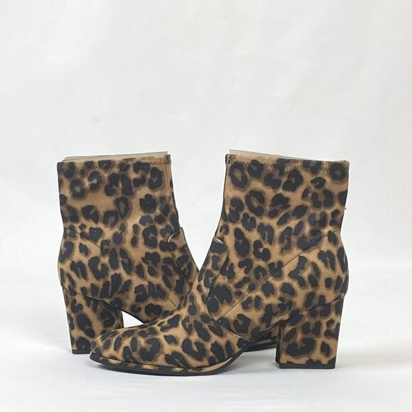 Marc Fisher Leopard Print Block Heel Faux Suede Stretch Bootie 8 & 8.5 - Picture 3 of 7